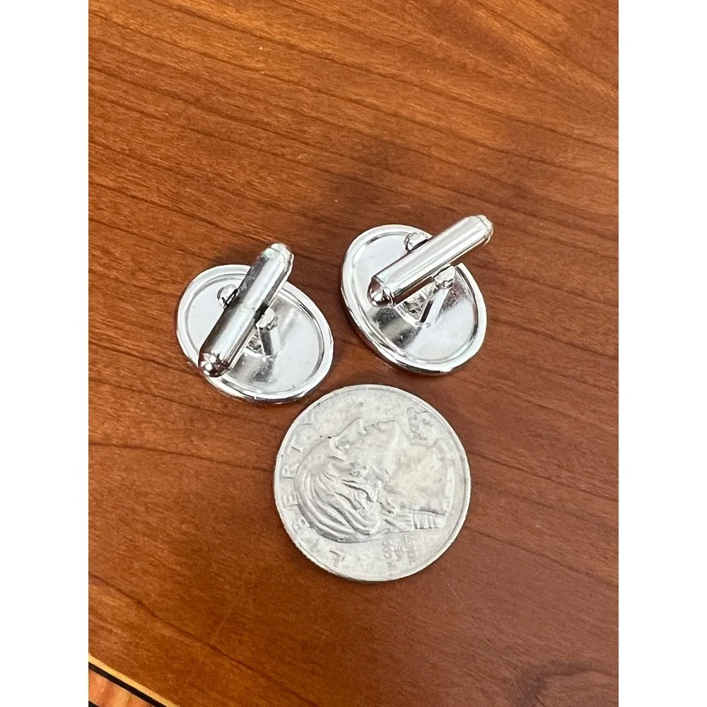 Vintage Silver Engraved Letter J Cufflink and Tie Tack Set Mens Formal Jewelry